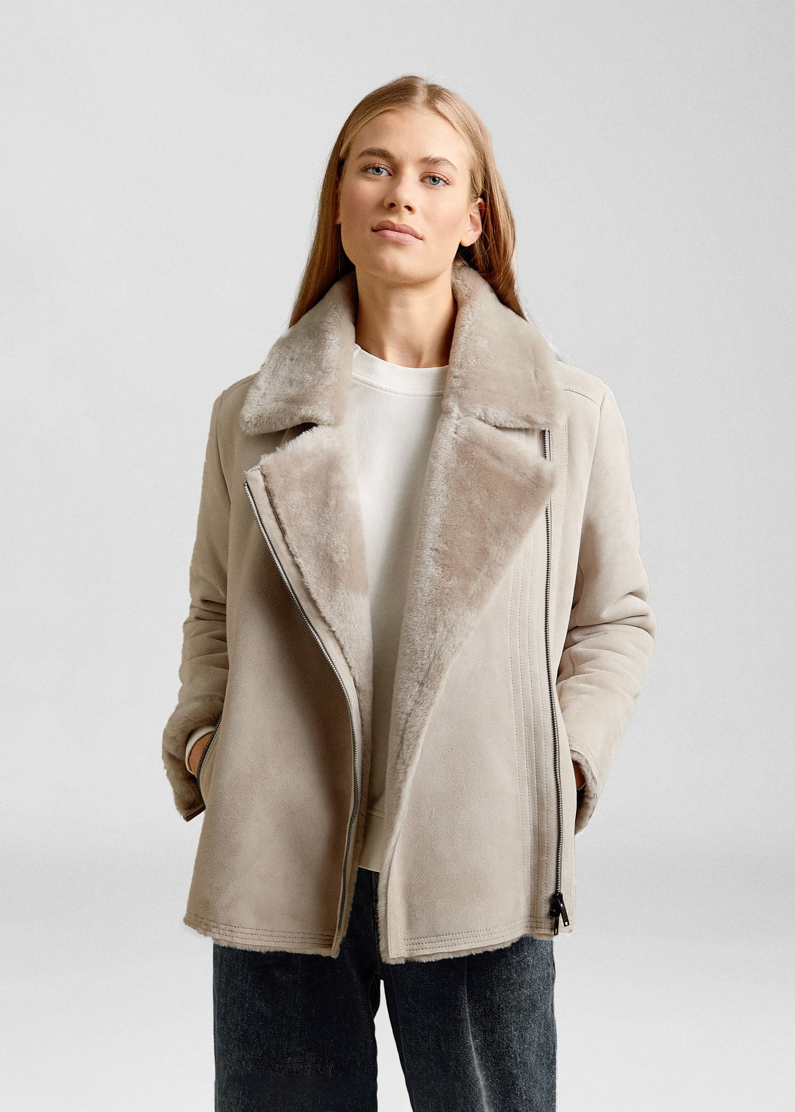 Lammfelljacke taupe Clearance